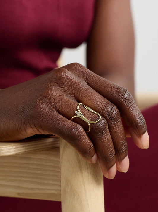 Image of Rings. Product name - Fluid 18-karat Gold Diamond Ring in Multi colour by brand - Fernando Jorge