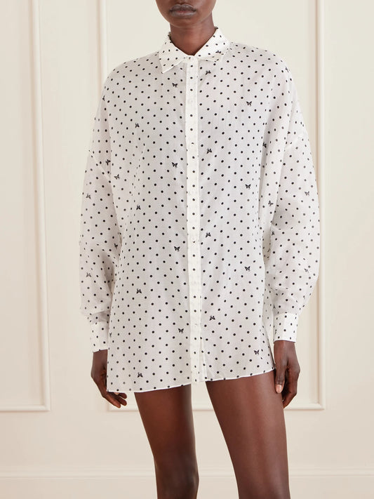 Kiki Polka-dot Cotton And Silk-blend Shirt