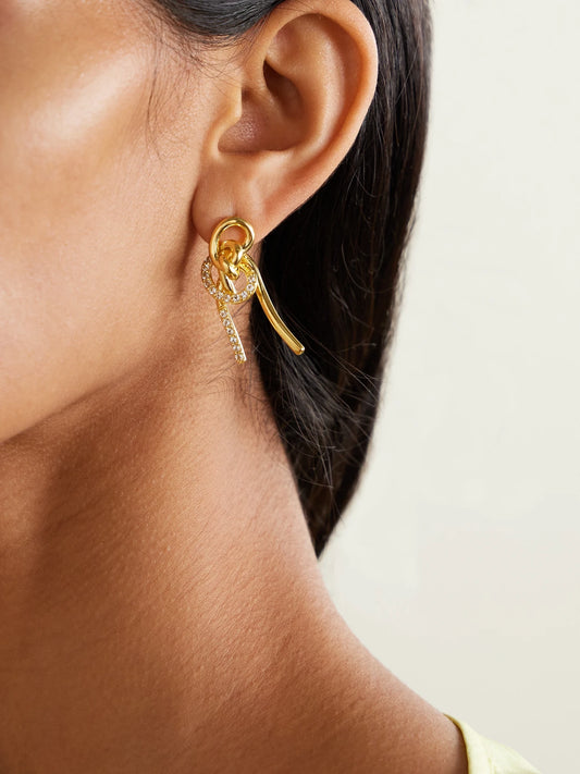 Image of Earrings. Product name - Notsobig Thread Ii Recycled Gold Vermeil Topaz Earrings in Multi colour by brand - Completedworks