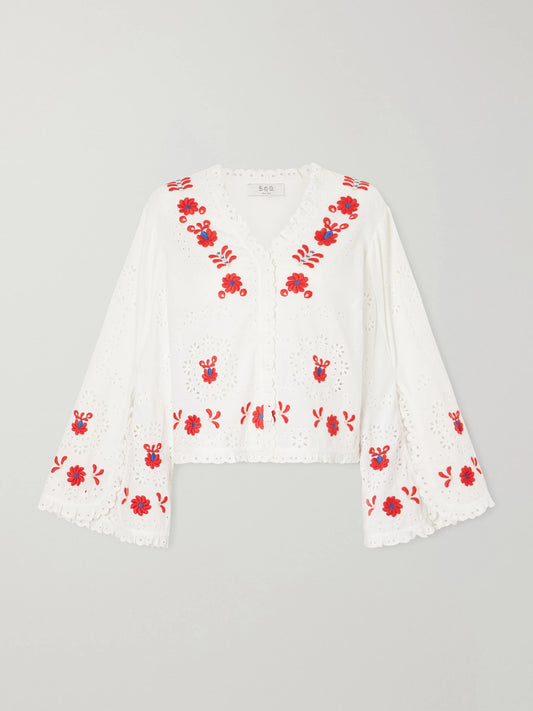 Catharina Embroidered Cotton And Linen Shirt