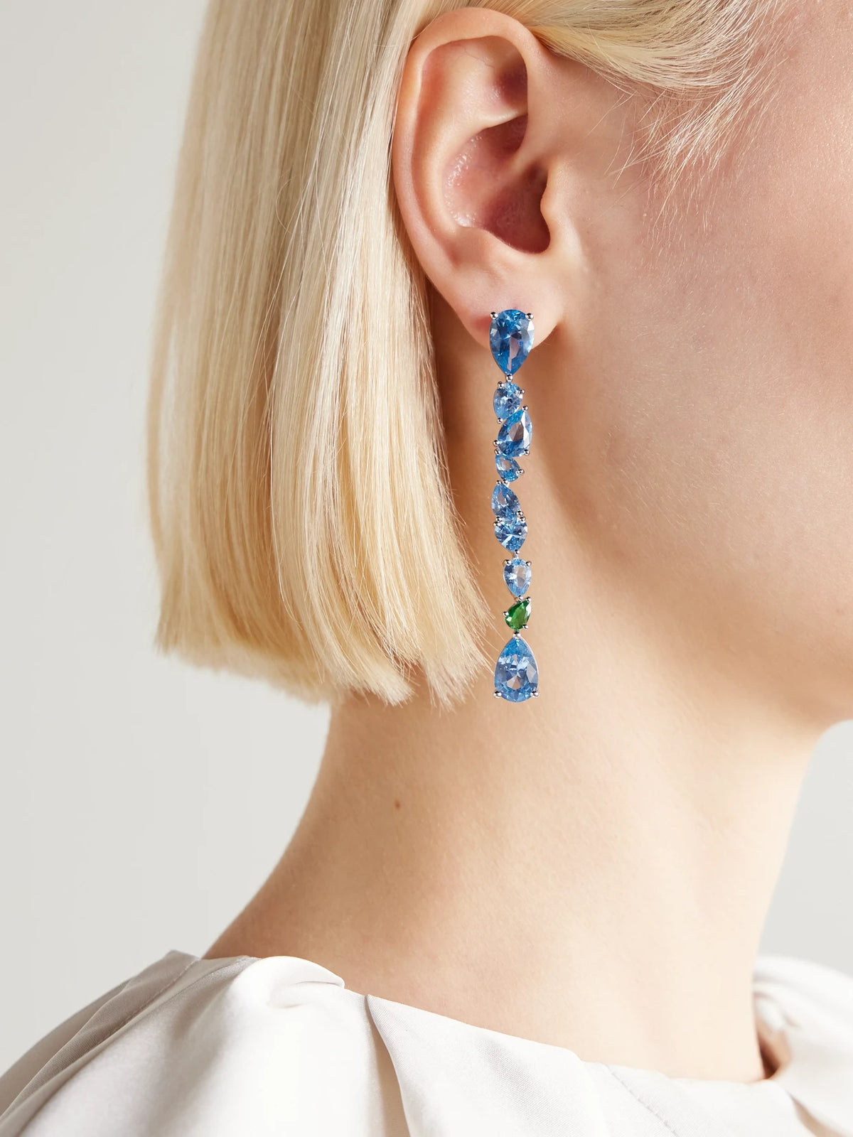 Image of Earrings. Product name - Recycled Silver, Cubic Zirconia And Synthetic Spinel Earrings in Multi colour by brand - Completedworks