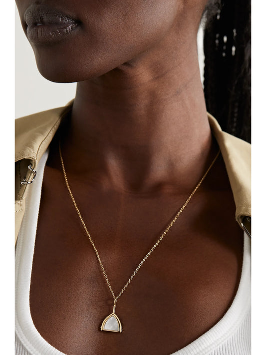 Image of Necklaces. Product name - Flip 14-karat Gold, Pearl And Diamond Necklace in Multi colour by brand - Mateo