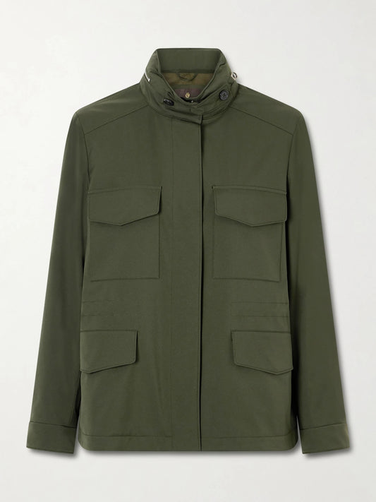 Image of Coats & Jackets. Product name - Traveller Mini Windmate Shell Jacket in Army green colour by brand - Loro Piana