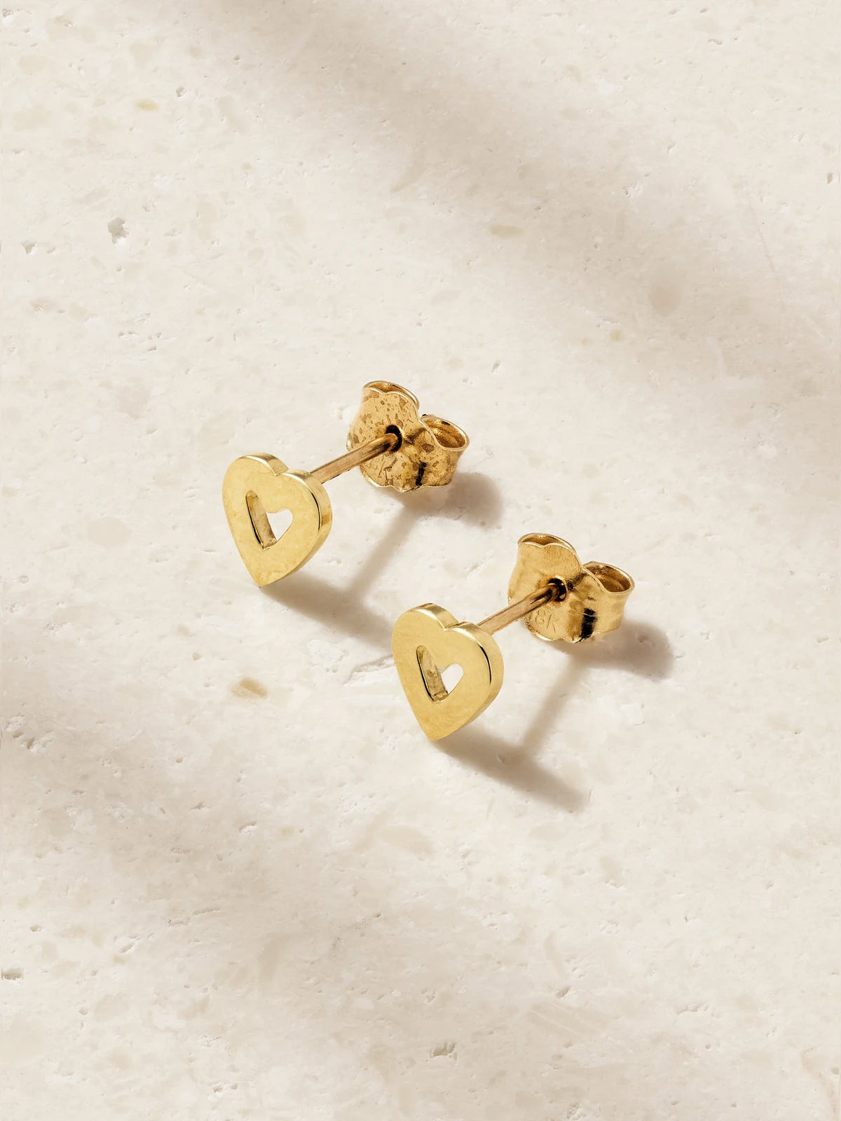 Mini Open Heart 18-karat Gold Earrings