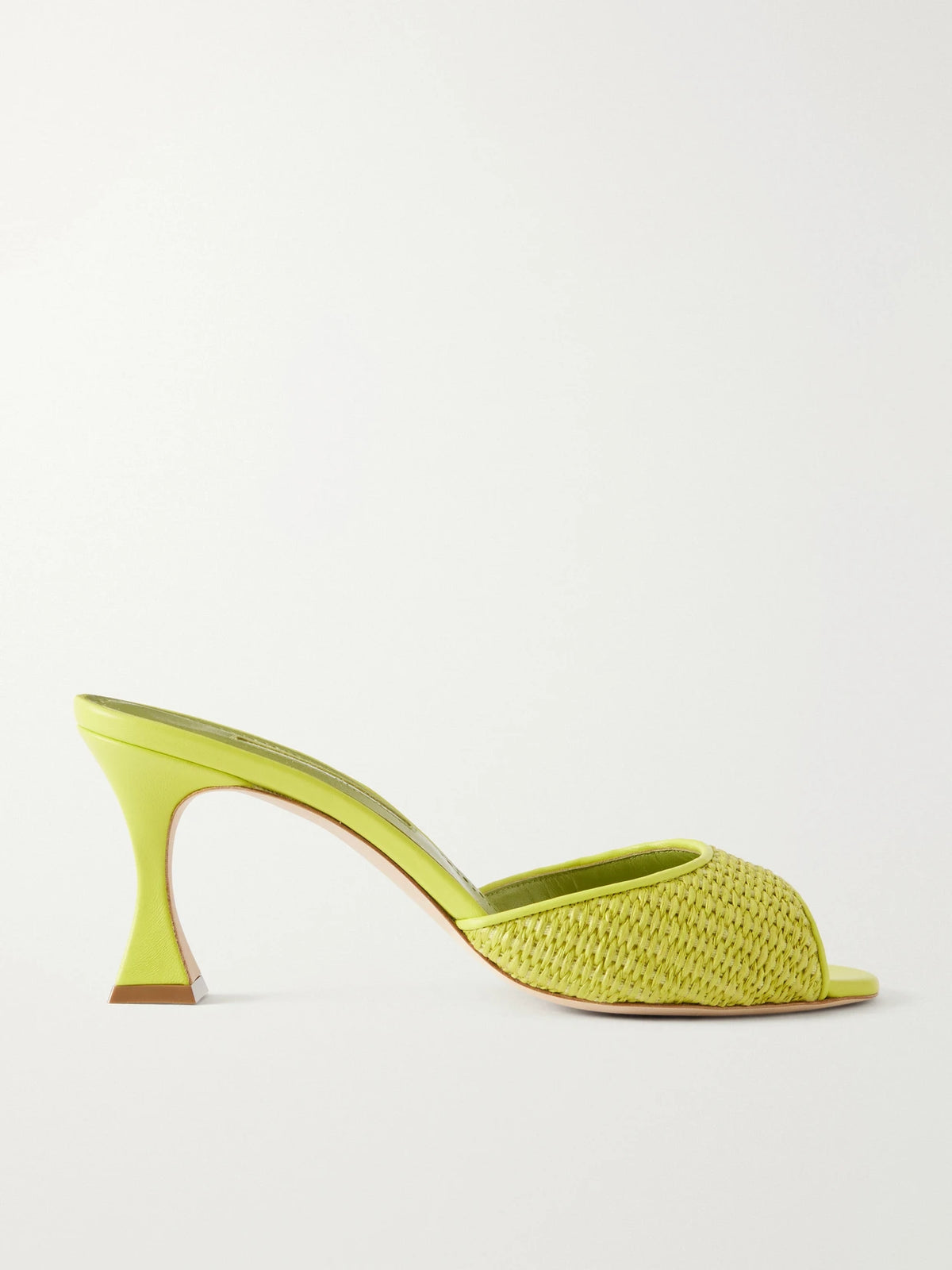 Manolo Blahnik Jadara 70 Leather-trimmed Raffia Sandals
