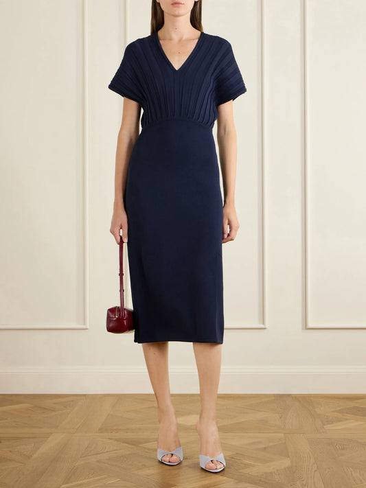 Image of Dresses. Product name - Woven Midi Dress in Navy colour by brand - Max Mara