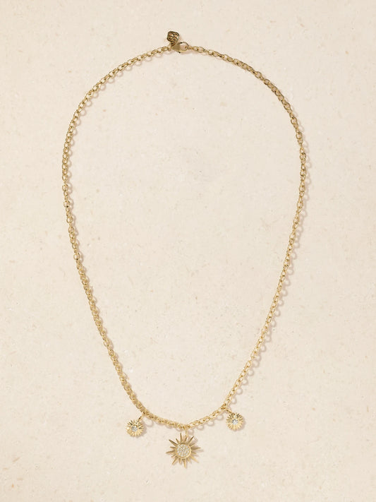 Sydney Evan Sunburst 14-karat Gold Diamond Necklace