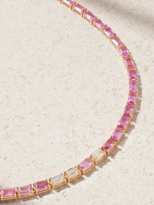 18-karat Rose Gold Sapphire And Diamond Tennis Necklace