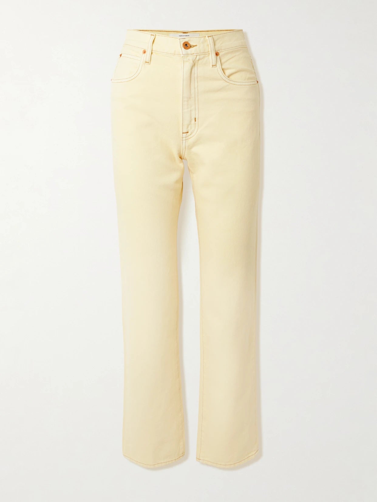 Image of Jeans. Product name - London Cropped High-rise Straight-leg Jeans in Yellow colour by brand - SLVRLAKE