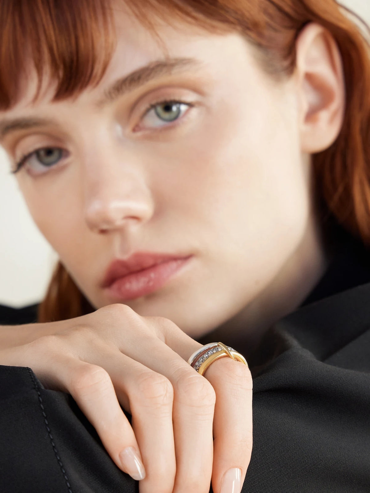 Image of Rings. Product name - Taurus Set Of Three 18-karat Gold And Sterling Silver Diamond Rings in Multi colour by brand - Spinelli Kilcollin