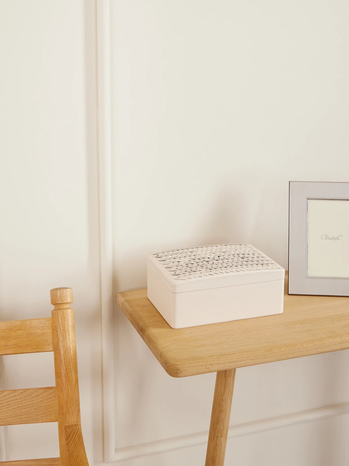 Image of Decor. Product name - Adrienne Leather Box in Cream colour by brand - Ralph Lauren Home