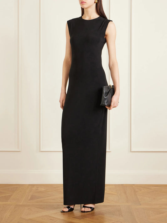 Image of Dresses. Product name - Stretch-crepe Maxi Dress in Black colour by brand - Norma Kamali
