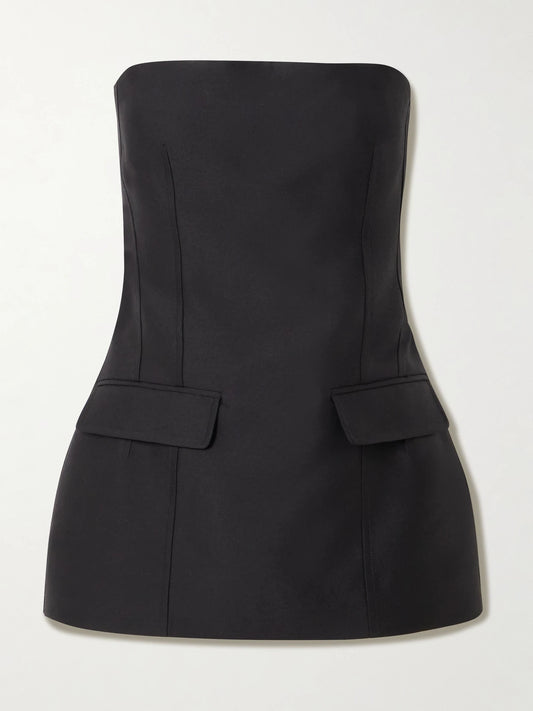 Strapless Wool And Silk-blend Bustier Top