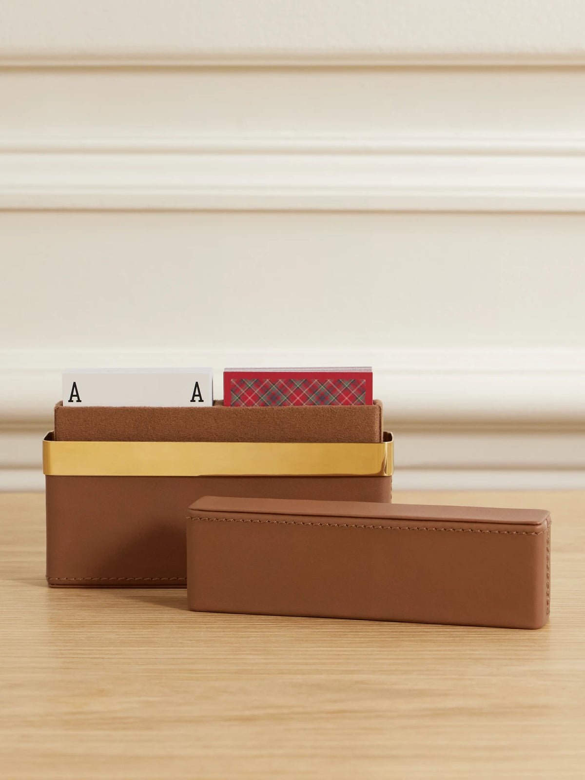 Westover Leather And Gold-tone Playing Cards Set