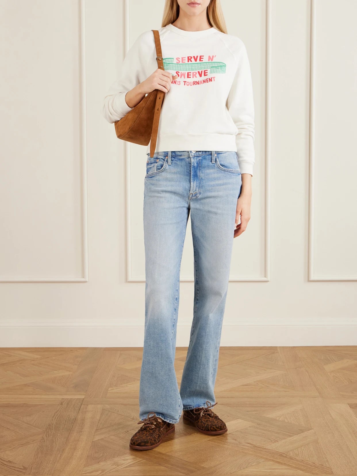 Image of Sleepwear & Loungewear. Product name - The Itty Concert Printed Cotton-jersey Sweater in Off-white colour by brand - Mother