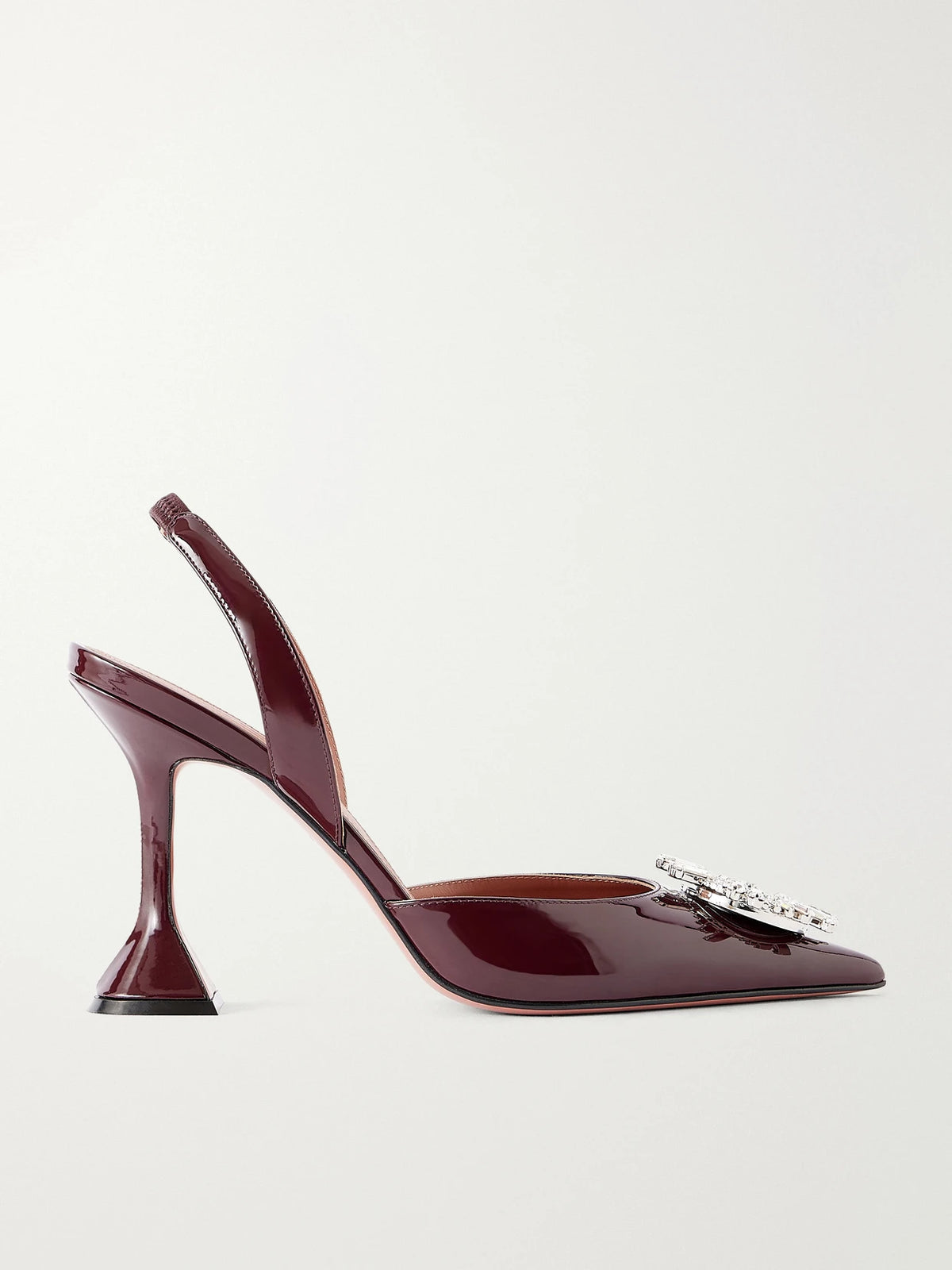 Amina Muaddi Begum 95 Crystal-embellished Patent-leather Slingback Pumps