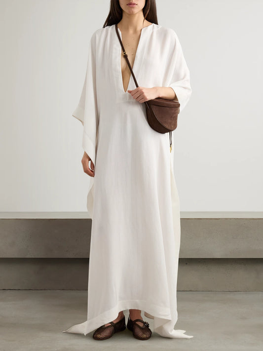 Image of Dresses. Product name - Crepe Maxi Dress in White colour by brand - Alaïa
