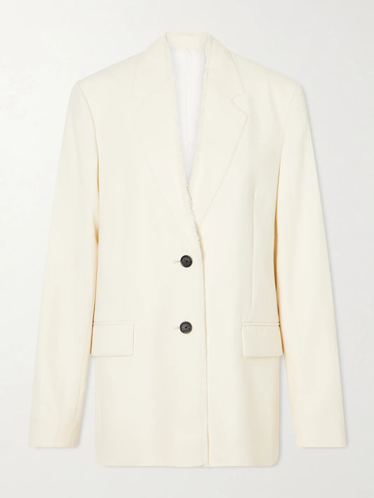 Image of Coats & Jackets. Product name - Wool Blazer in Ecru colour by brand - TOTEME