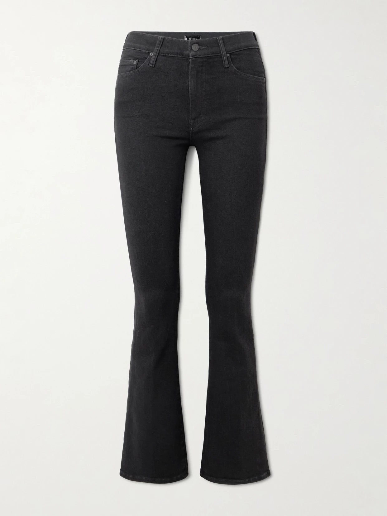 Image of Jeans. Product name - The Weekender Mid-rise Flared Jeans in Black colour by brand - Mother