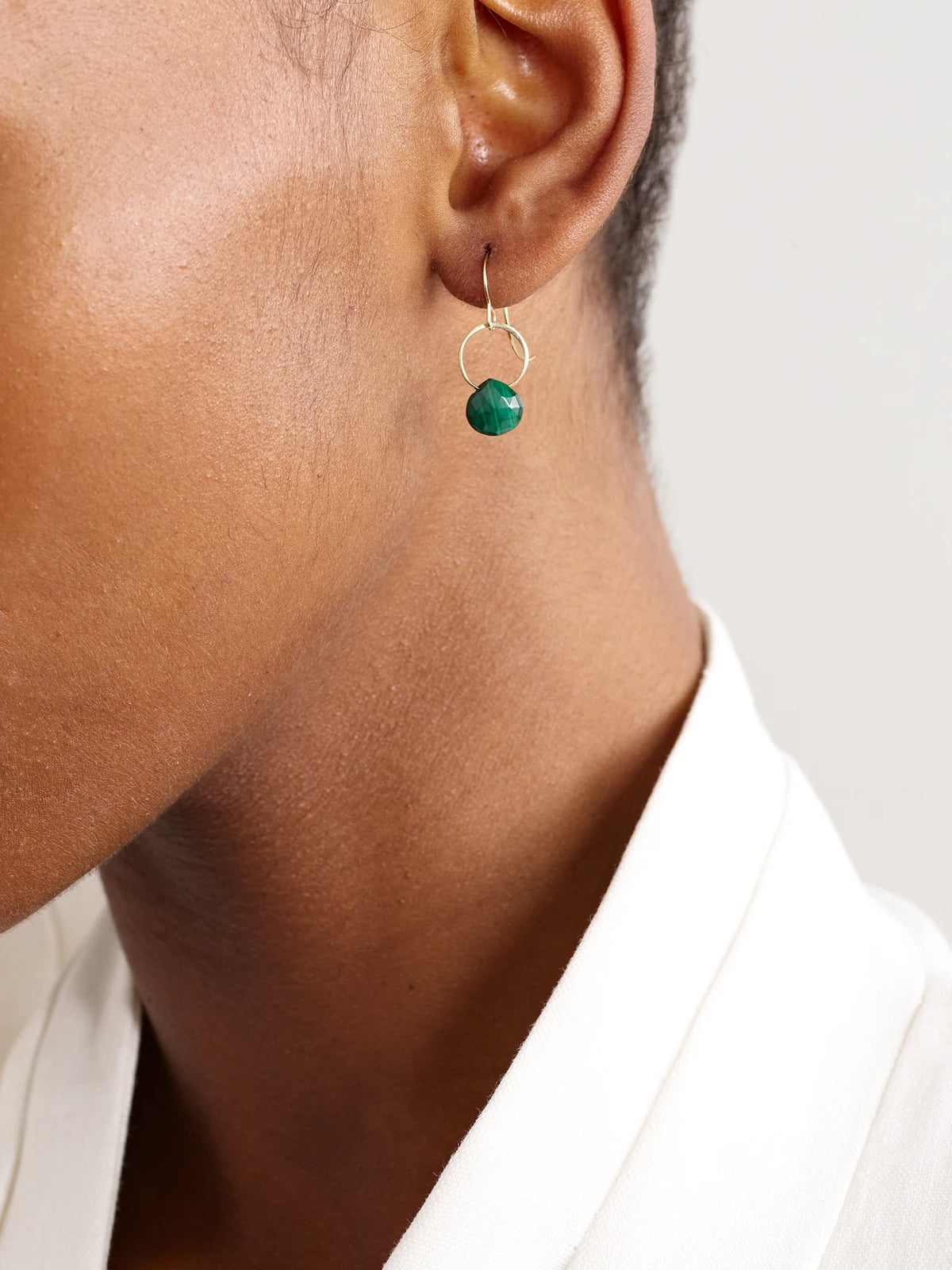 Image of Earrings. Product name - 14-karat Recycled Gold Malachite Earrings in Multi colour by brand - Melissa Joy Manning