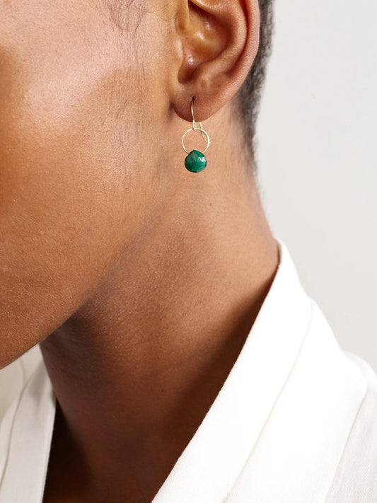 Image of Earrings. Product name - 14-karat Recycled Gold Malachite Earrings in Multi colour by brand - Melissa Joy Manning