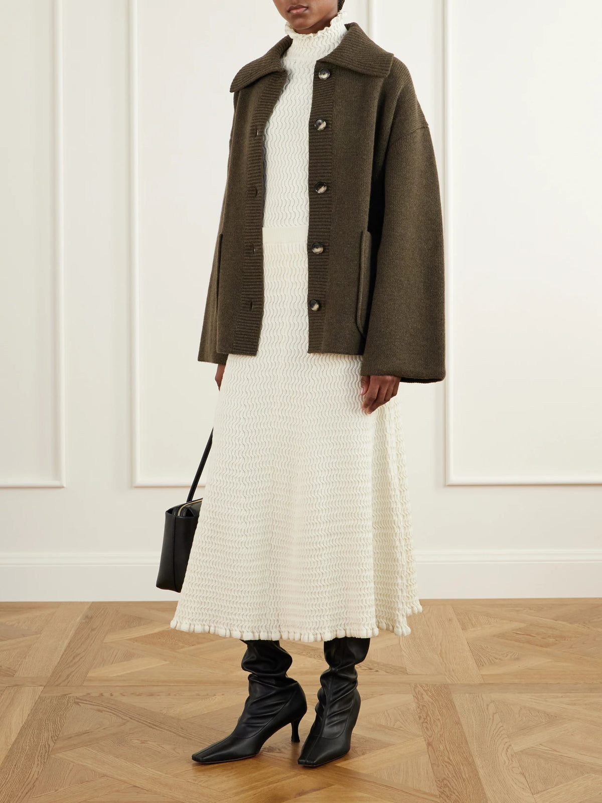 Image of Coats & Jackets. Product name - Nelly Merino Wool Jacket in Dark green colour by brand - Proenza Schouler White Label