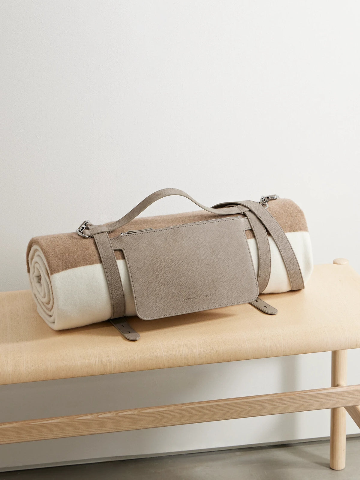 Textured-leather Blanket Holder