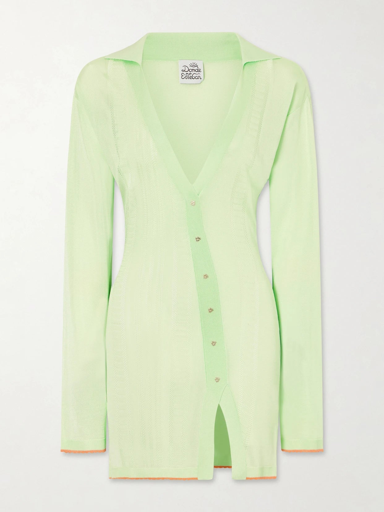 Lulo Guayabera Stretch-knit Mini Dress