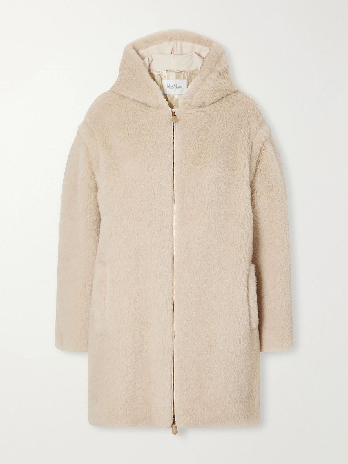Max Mara Spadino Teddy Hooded Alpaca, Wool And Silk-blend Coat