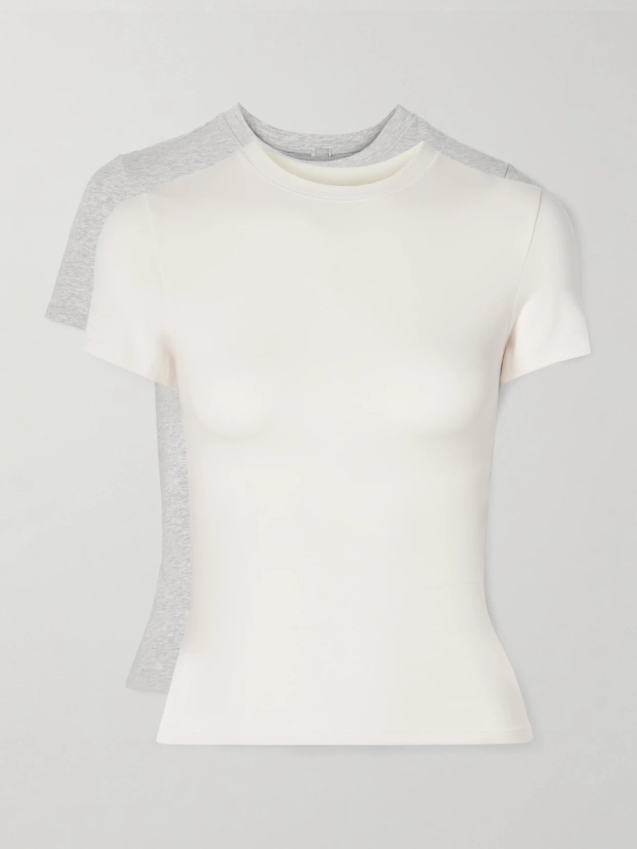 Set Of Two Stretch-cotton Jersey T-shirts - Light Heather Grey, Marble