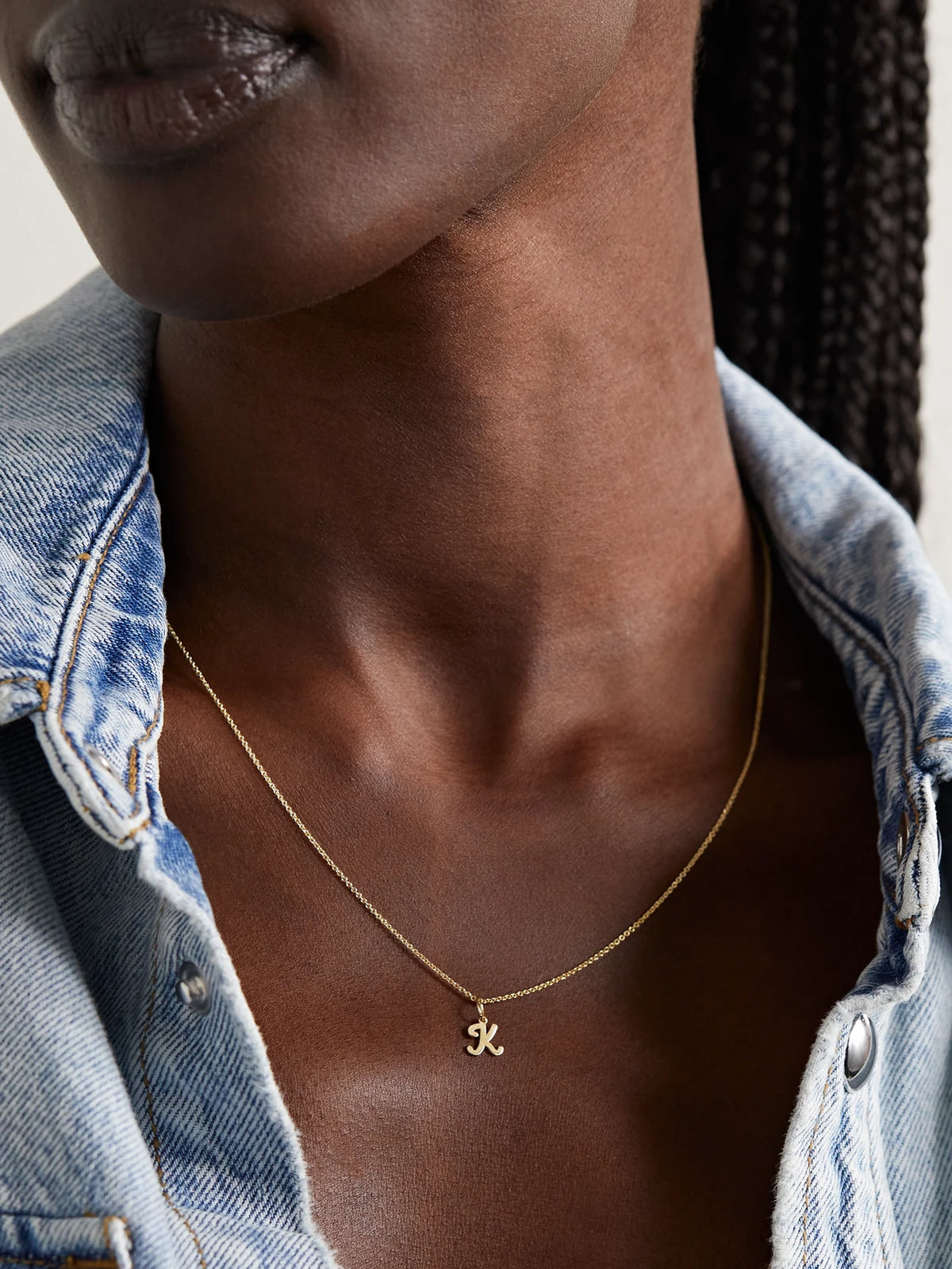 Image of Necklaces. Product name - Pure Initial 14-karat Gold Necklace in A colour by brand - Sydney Evan