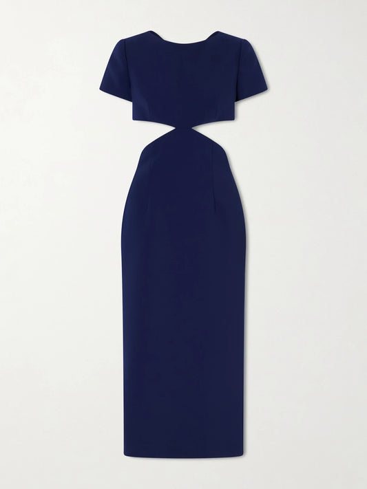 Bow-embellished Cut-out Crepe Midi Dress