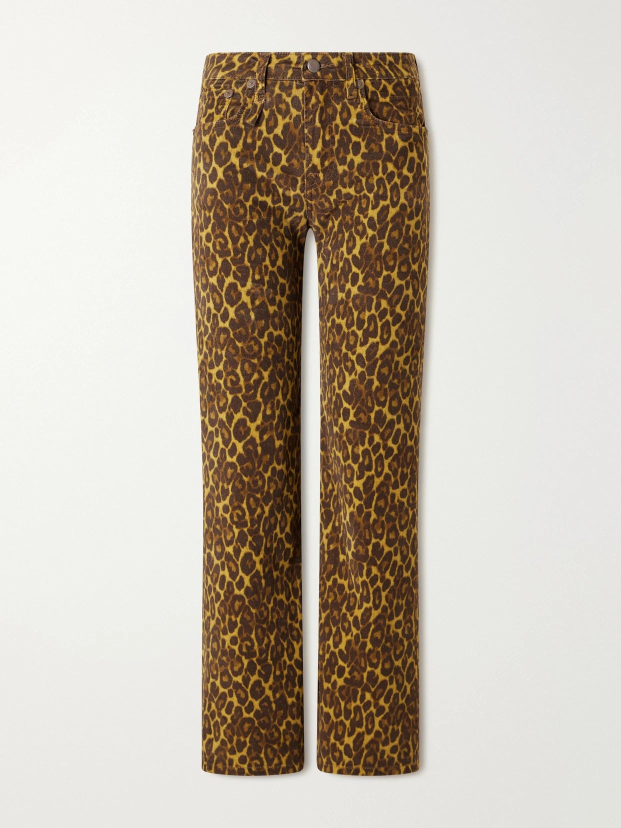 Image of Jeans. Product name - Joan Cropped Animal-print Flared Jeans in Leopard print colour by brand - R13