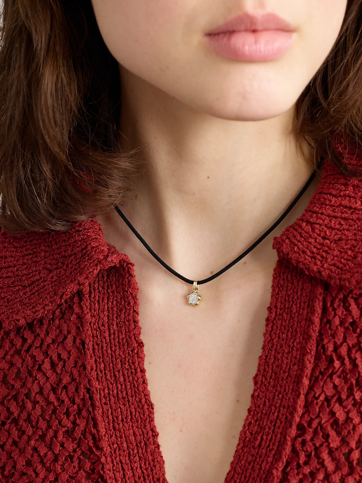 Image of Necklaces. Product name - Crosby 10-karat Gold, Cord And Diamond Choker in Multi colour by brand - STONE AND STRAND