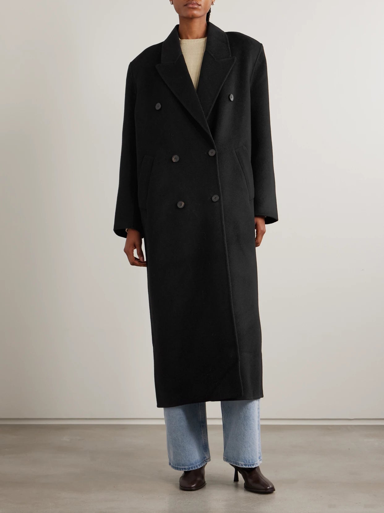 Gaia Oversized Double-breasted Wool-blend Coat