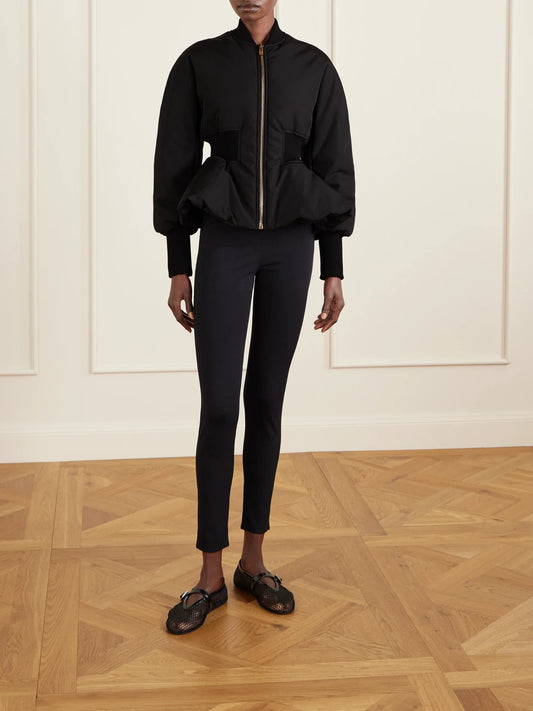 Image of Coats & Jackets. Product name - Peplum Shell Bomber Jacket in Black colour by brand - Alaïa