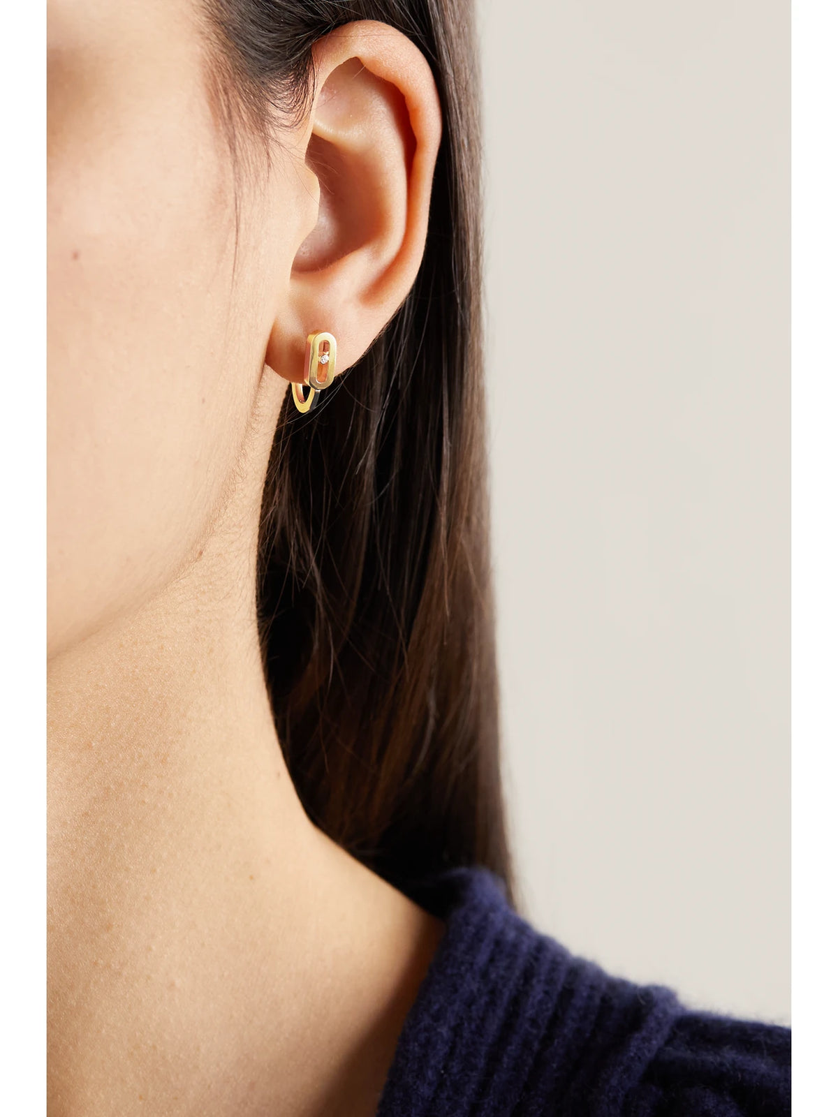 Image of Earrings. Product name - Move Classique 18-karat Gold Diamond Hoop Earrings in Multi colour by brand - Messika