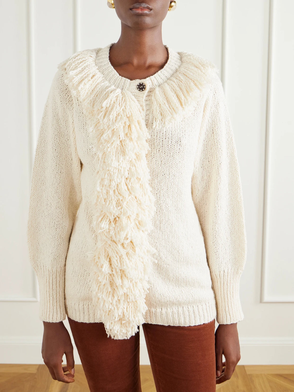 ALIX OF BOHEMIA Sami Fringe-trimmed Open-knit Cotton Cardigan