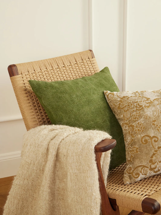 Image of Decor. Product name - Anesio Linen Cushion in Green colour by brand - The House of Lyria