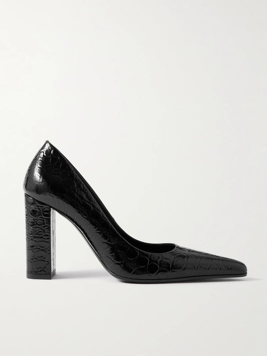 90 Croc-effect Leather Pumps