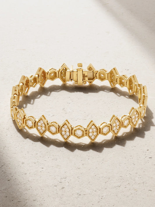 Hexagon Large 18-karat Gold Diamond Bracelet