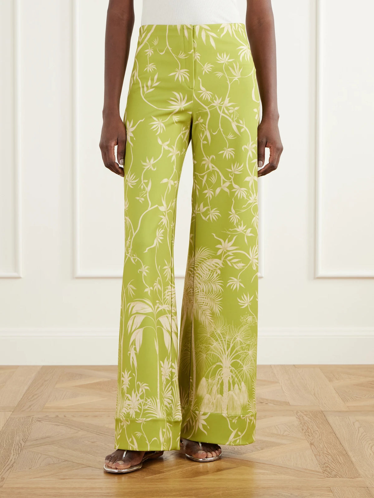 Andres Otalora Con Ella Printed Satin Wide-leg Pants