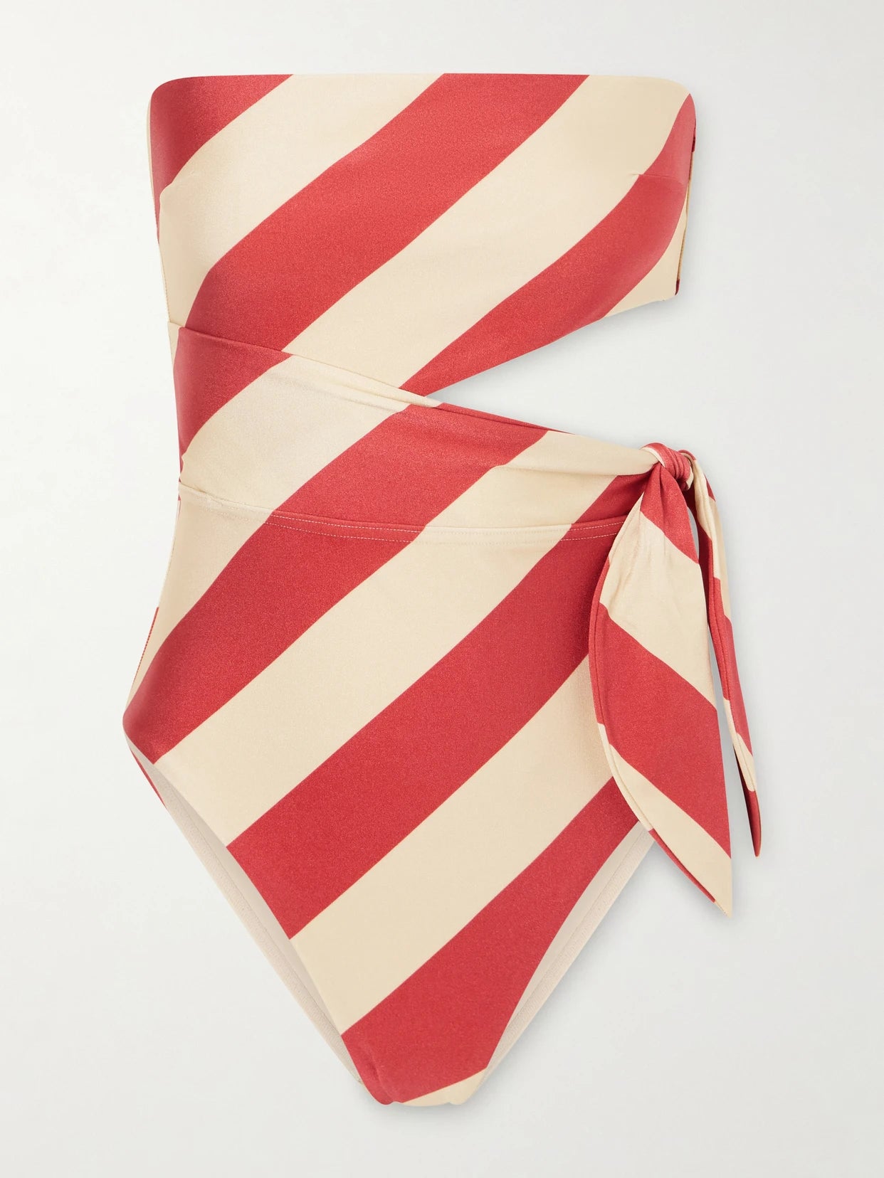 Image of Swimwear. Product name - Roselight Tie Bandeau Striped Swimsuit in Red colour by brand - Zimmermann