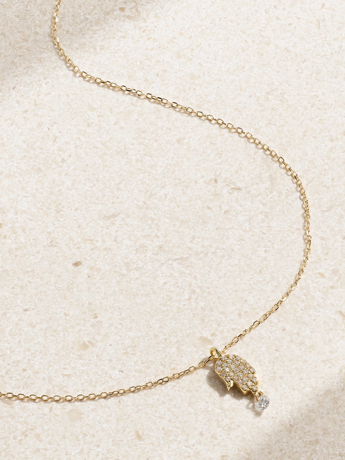 Hand Of Fatima 18-karat Gold Diamond Necklace