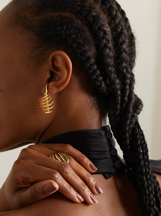 Image of Earrings. Product name - Flame Mini 18-karat Gold Earrings in Multi colour by brand - Fernando Jorge