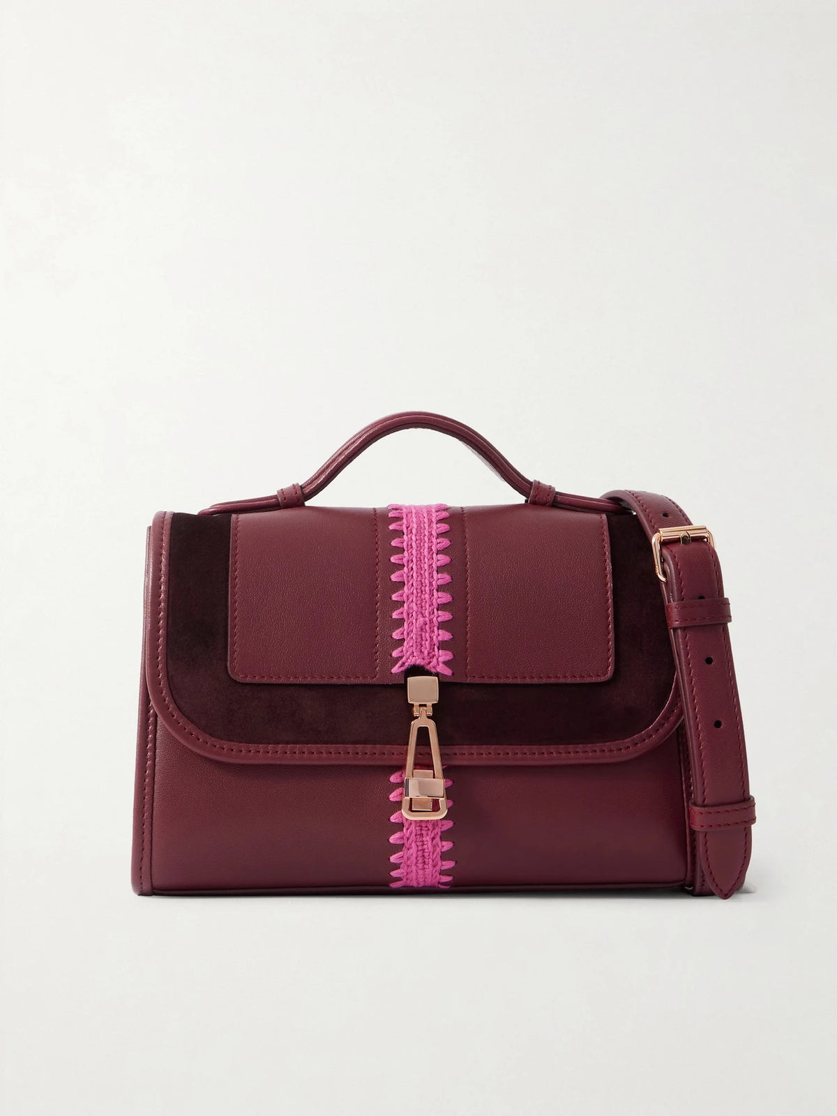 Leonora Small Crochet And Suede-trimmed Leather Shoulder Bag