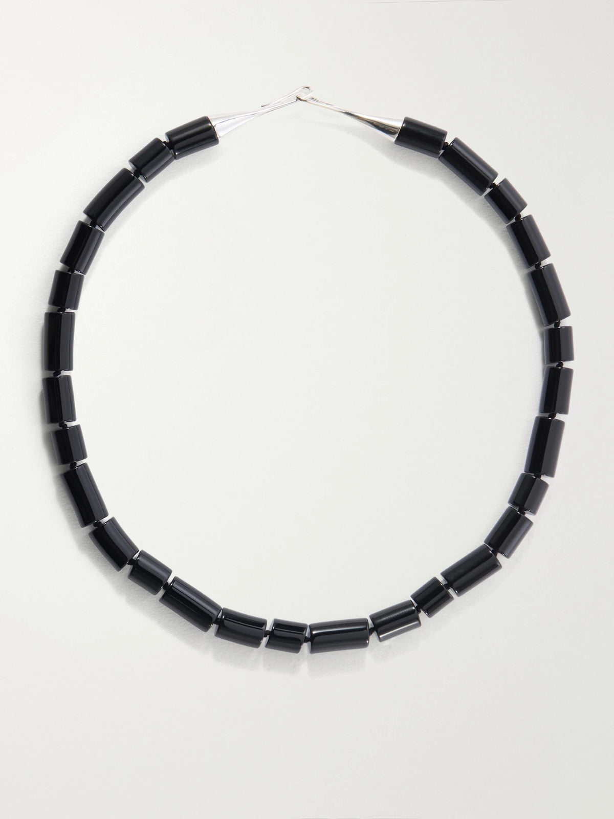 The Sadie Sterling Silver Onyx Beaded Necklace