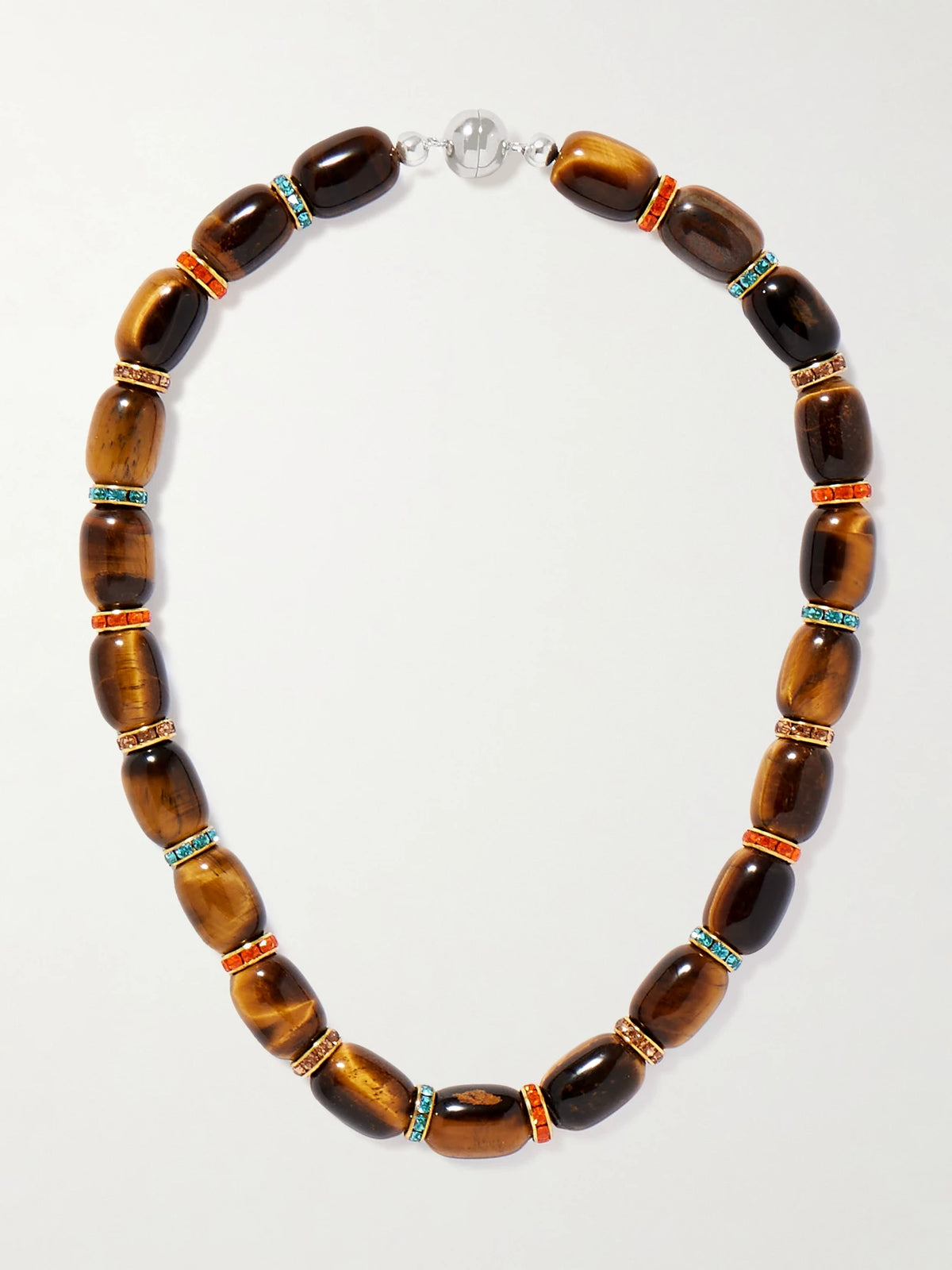Donna Gold-tone Tiger's Eye And Crystal Necklace