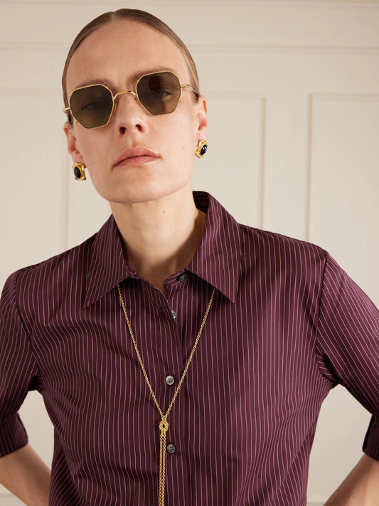 Image of Sunglasses. Product name - Verlaine Round-frame Gold-tone Sunglasses in Multi colour by brand - Jacques Marie Mage