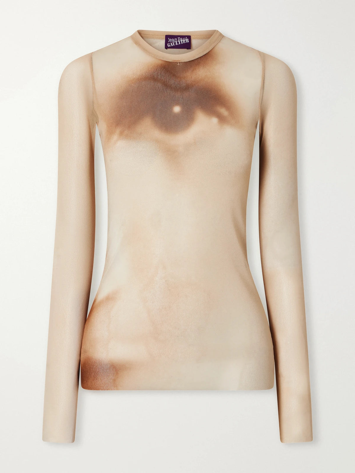 Jean Paul Gaultier Face Printed Mesh Blouse